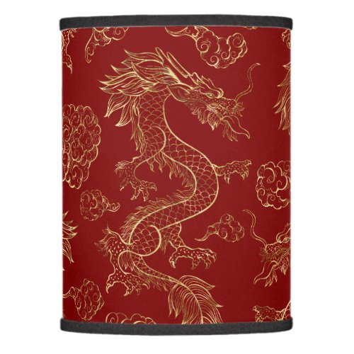 Chinese Dragon Gold and Dark Red Lamp Shade