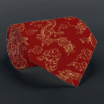 Chinese Dragon Gold and Red Neck Tie<br><div class="desc">Chinese Dragon pattern in gold over a dark red background.</div>