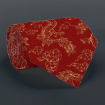 Chinese Dragon Gold and Red Neck Tie<br><div class="desc">Chinese Dragon pattern in gold over a dark red background.</div>