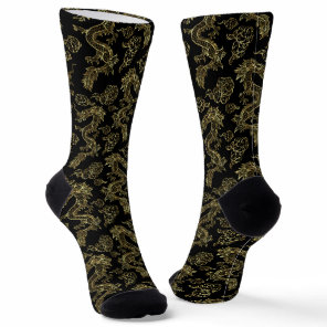Chinese Dragon Gold and Red Socks