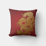 Chinese Dragon Gold And Red Throw Pillow at Zazzle