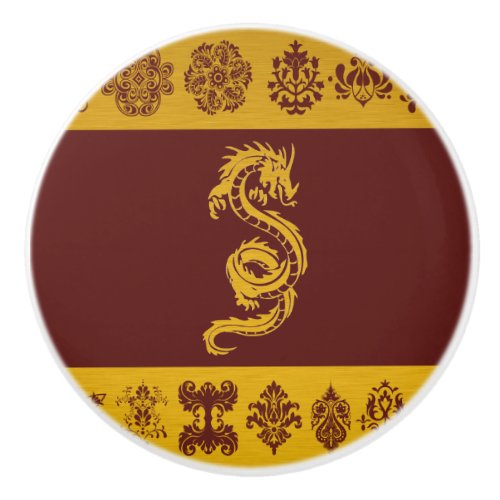 Chinese Dragon Gold Dragon Fantasy Mythology Ceramic Knob