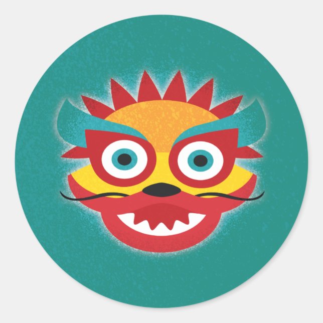 Chinese Dragon Good Luck New Year Classic Round Sticker (Front)
