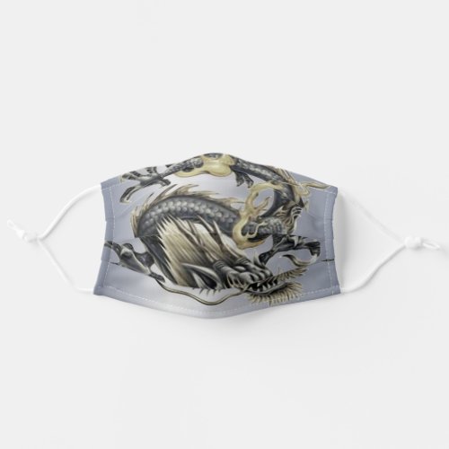 Chinese Dragon In Gray and Gold Adult Cloth Face Mask