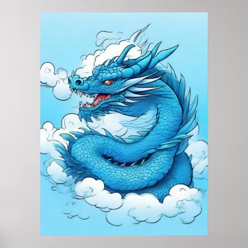 Chinese Dragon in the Clouds Poster