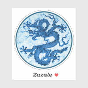 Chinese Dragon, Indigo Blue and White Sticker