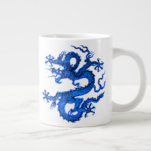 Chinese Dragon, Indigo Blue Giant Coffee Mug