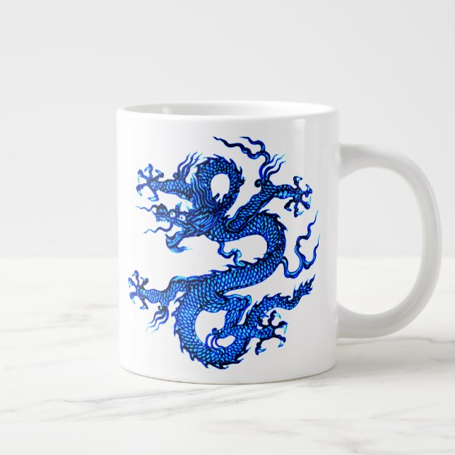 Chinese Dragon, Indigo Blue Giant Coffee Mug (Right)