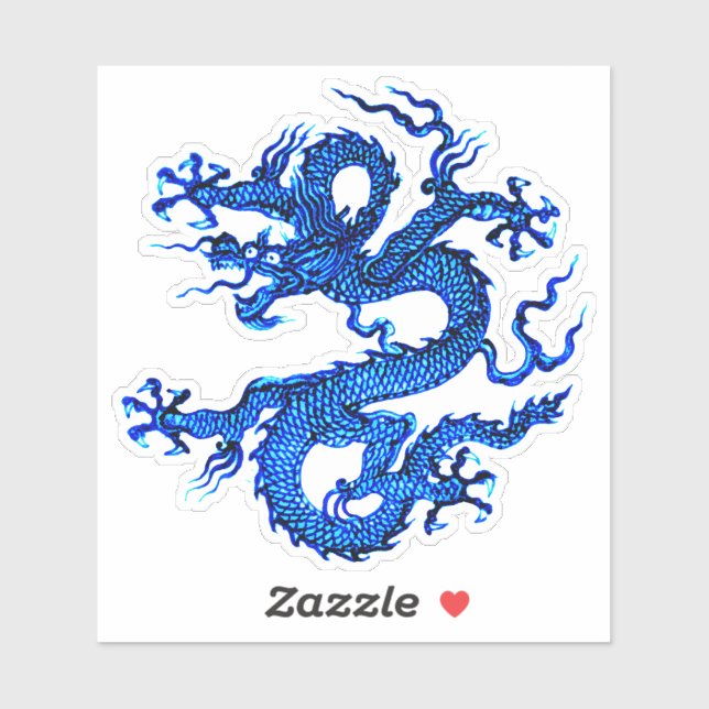 Chinese Dragon, Indigo Blue Sticker (Sheet)