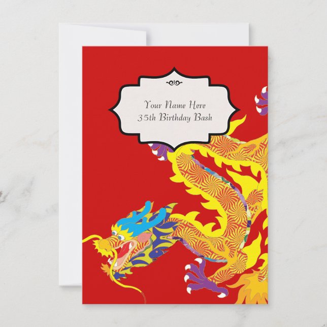 Chinese Dragon  Inspired Invitation (Front)
