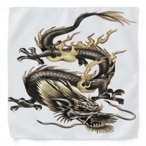 Chinese Dragon Isolated On White Bandana