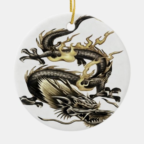 Chinese Dragon Isolated On White Ceramic Ornament