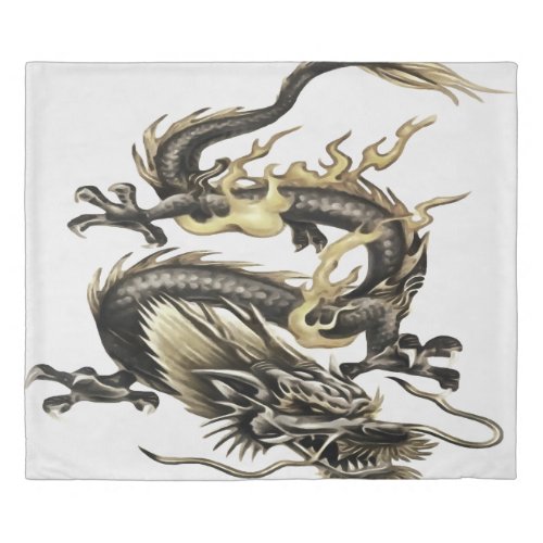 Chinese Dragon Isolated On White Duvet Cover