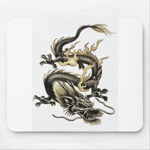 Chinese Dragon Isolated On White Mouse Pad