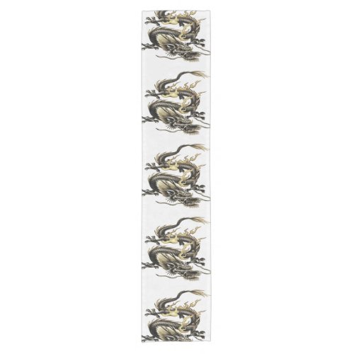 Chinese Dragon Isolated On White Short Table Runner