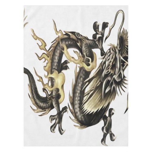Chinese Dragon Isolated On White Tablecloth