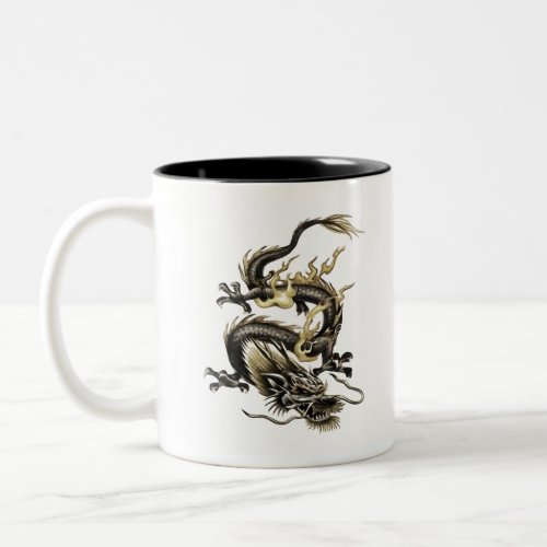 Chinese Dragon Isolated On White Two_Tone Coffee Mug