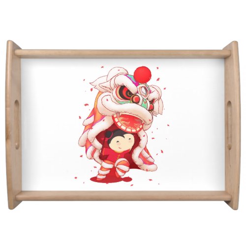 Chinese dragon Lion dance Serving Tray