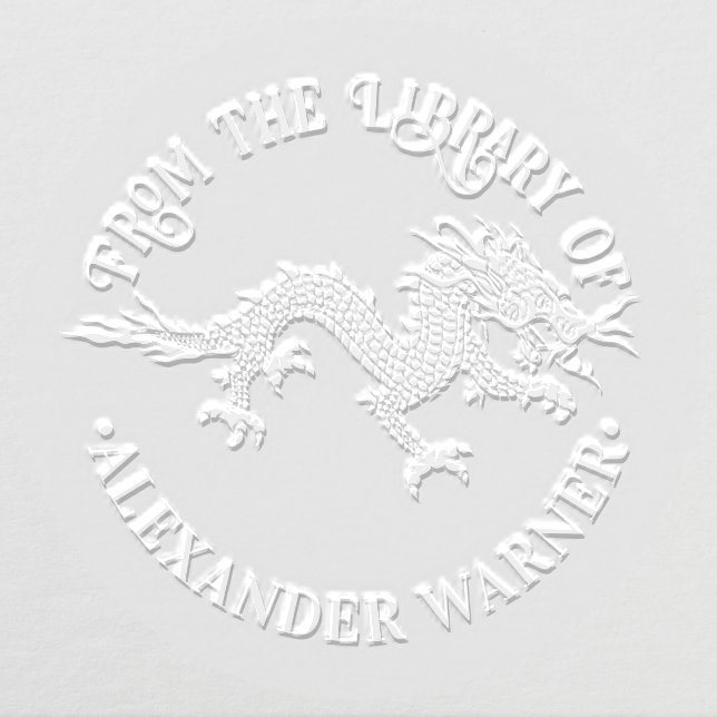 Chinese Dragon Loong #4 Round Library Book Name Embosser (Design)