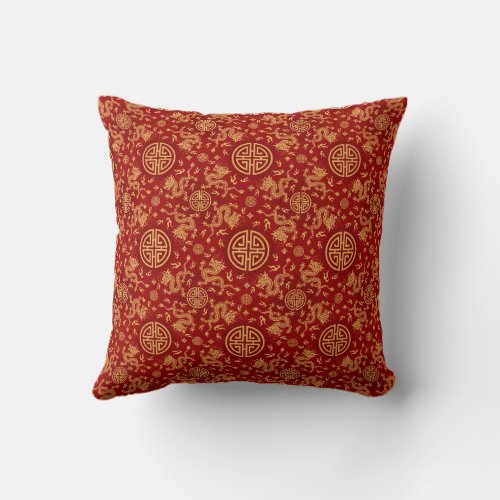 Chinese dragon Lucky symbol pattern Throw Pillow
