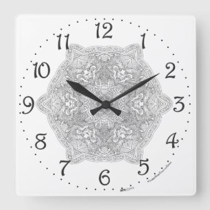 Chinese Dragon Mandala Square Wall Clock