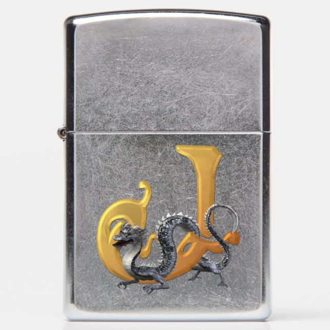 Chinese Dragon Monogram J Zippo Lighter (Front)
