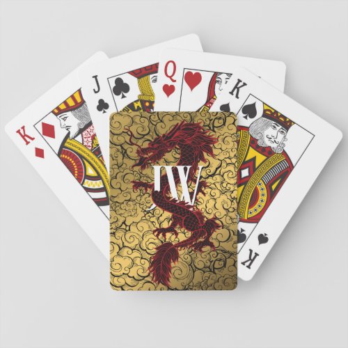 Chinese Dragon Monogram Personalized Playing Cards