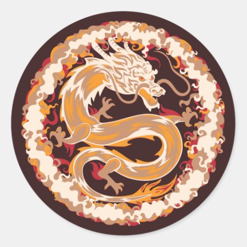 Chinese Dragon Mythical Beast Circle Classic Round Sticker