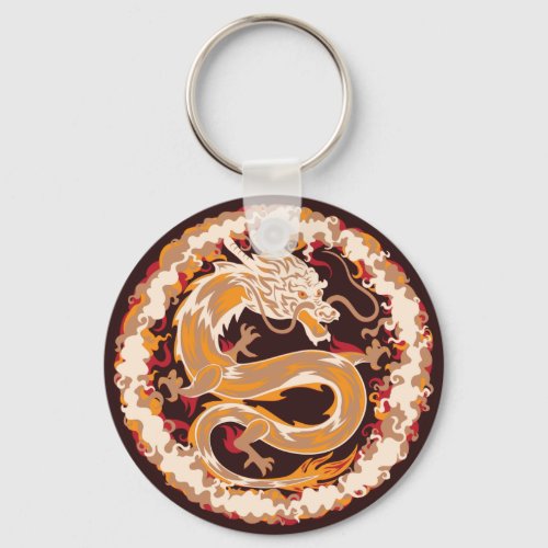 Chinese Dragon Mythical Beast Circle Keychain
