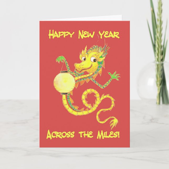 Chinese Dragon New Year Card, Across the Miles Holiday Card (Front)