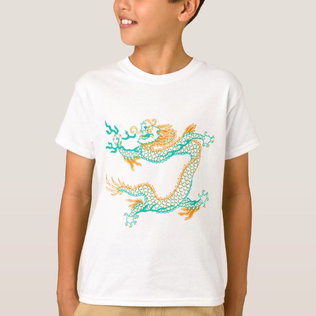 Chinese Dragon (orange aqua) T-Shirt (Front)