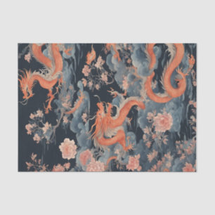 Chinese dragon oriental dark chinoiserie tissue paper