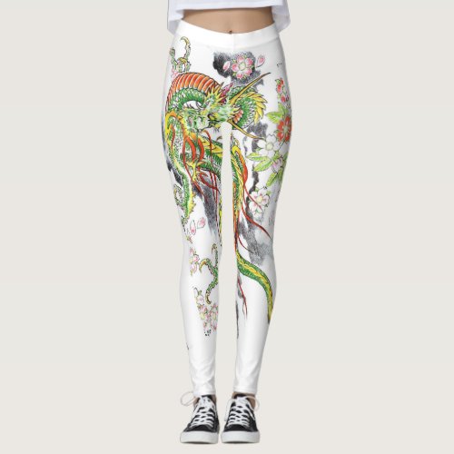 Chinese dragon pattern leggings