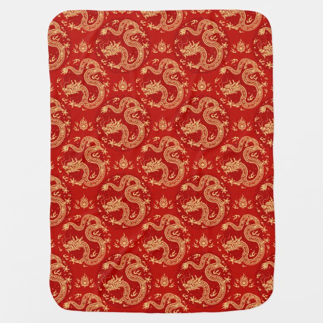 Chinese dragon pattern Lunar year 2024 Baby Blanket (Front)