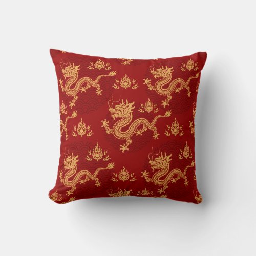 Chinese dragon pattern Lunar year 2024 Throw Pillow