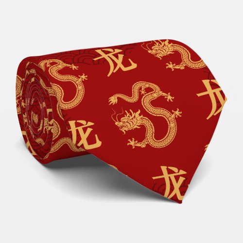 Chinese dragon pattern Year of the dragon 2024 Neck Tie