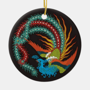 "Chinese Dragon-Peacock designed Ornament" Ceramic Ornament
