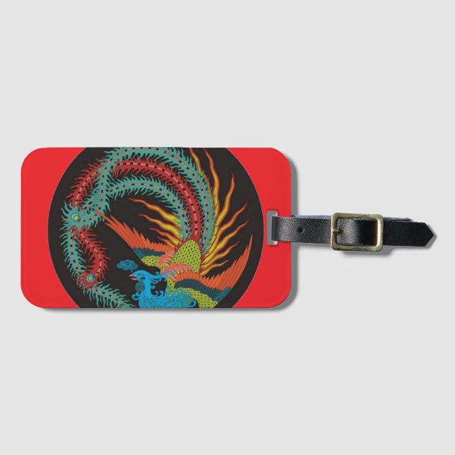 "Chinese Dragon-Peacock " Luggage Tag (Front Horizontal)