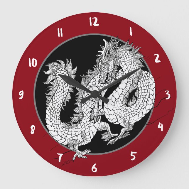 Chinese Dragon Pearl Large Clock (Front)