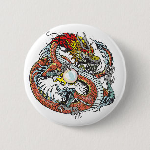 chinese dragon pinback button
