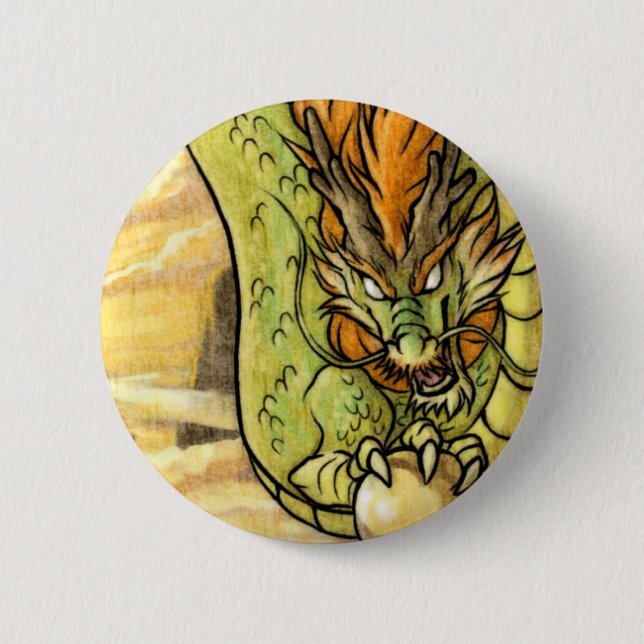 Chinese dragon pinback button (Front)
