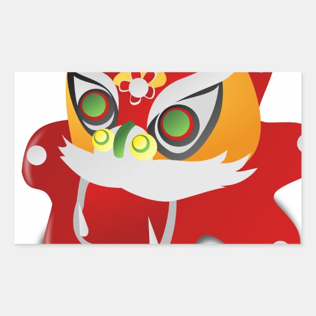 chinese dragon rectangular sticker (Front)