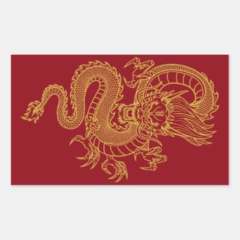 Chinese Dragon Rectangular Sticker by tat2ts at Zazzle