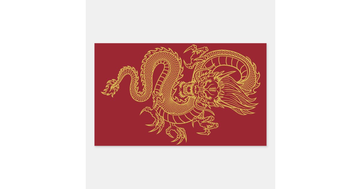 Chinese Dragon Rectangular Sticker | Zazzle