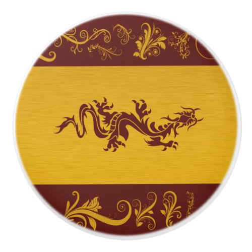 Chinese Dragon Red Dragon Fantasy Mythology Ceramic Knob