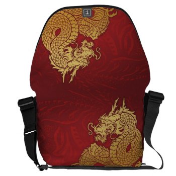 Chinese Dragon Red Gold Messenger Bag by Brewerarts at Zazzle