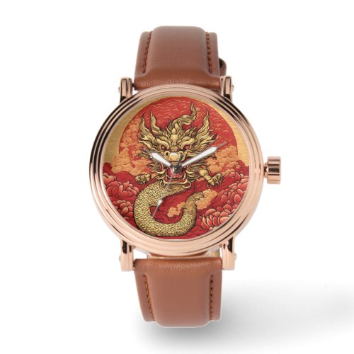 Chinese Dragon Rose Gold Watch