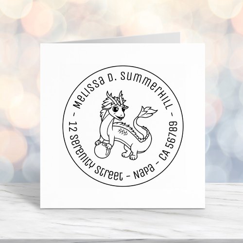 Chinese Dragon Round Address Self_inking Stamp