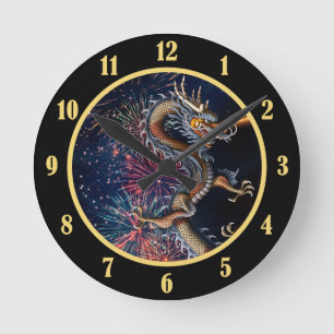 Chinese Dragon Round Clock