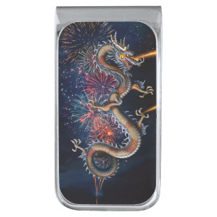 Chinese Dragon Silver Finish Money Clip